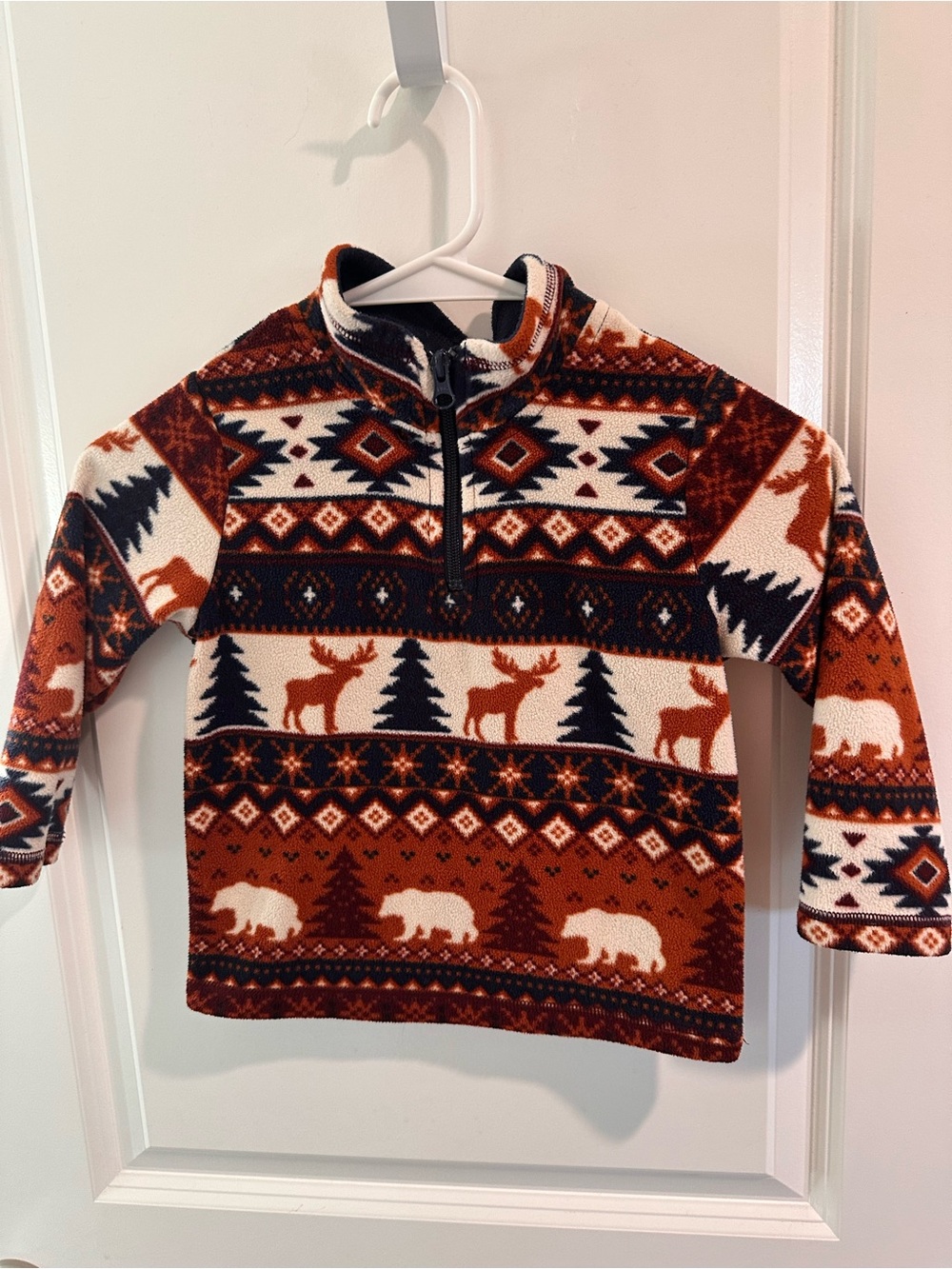 The Children's Place Rust & Navy Patterned Fleece Pullover